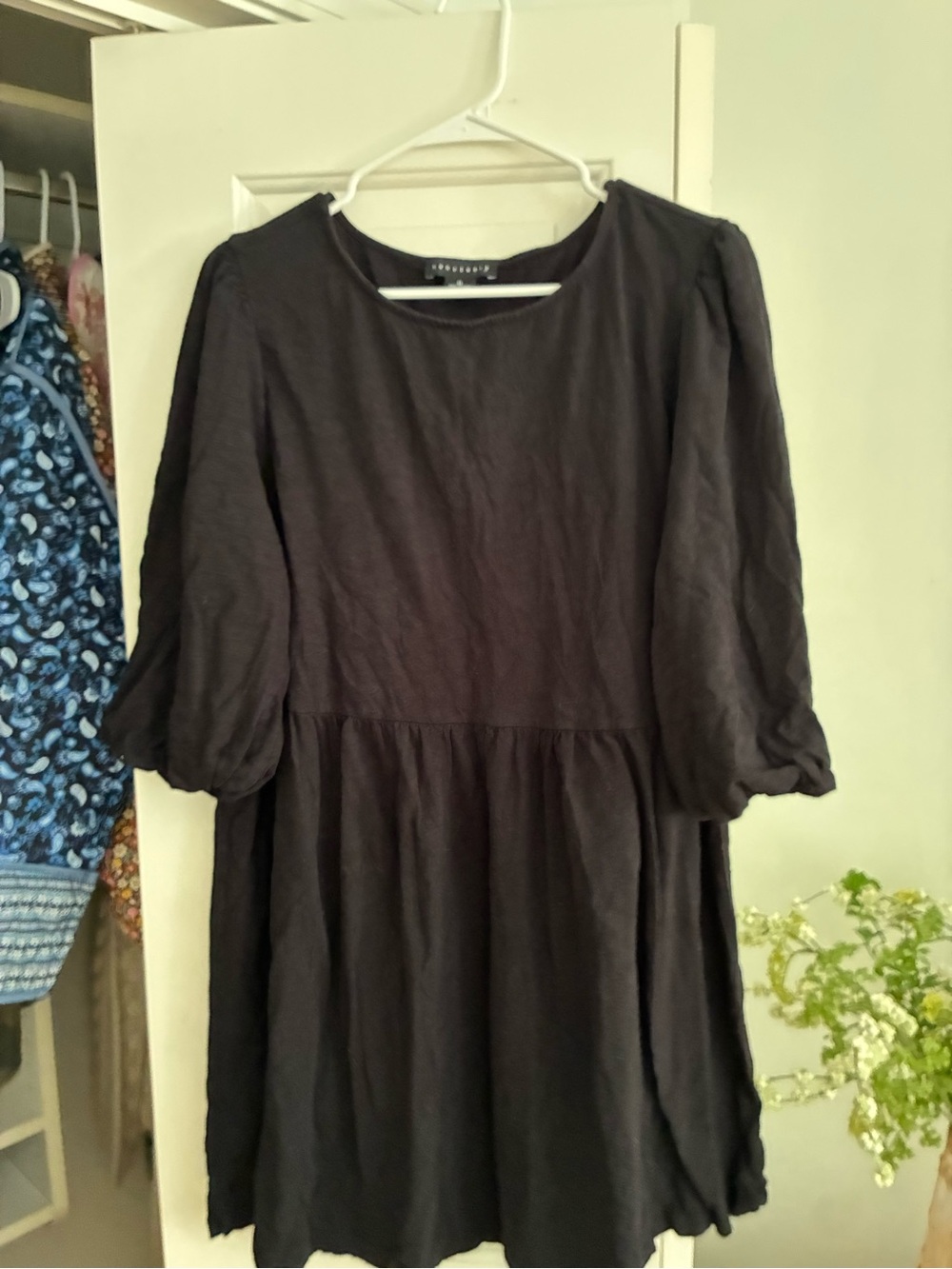 Sanctuary Black Long-Sleeve Puff-Sleeve Dress